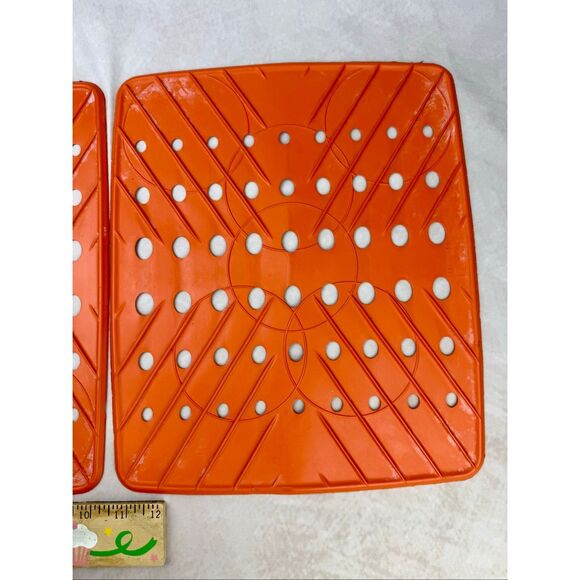 Vintage 1970s Rubbermaid Sink Mat Orange 10.75"x12.75” Set of 2 READ - Picture 13 of 15